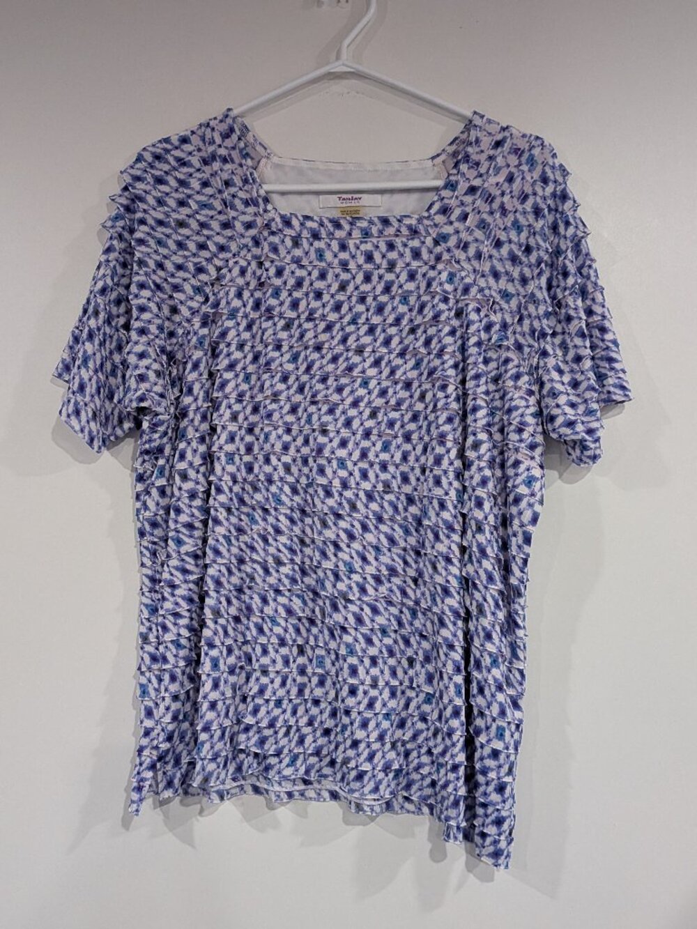 Tanjay Layered Ruffle Blouse Purple Blue White Size 1X